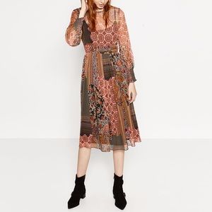 - NWT Zara paisley print patchwork dress